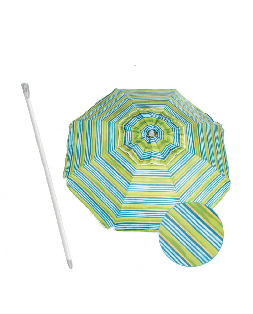 CREVICOSTA QUALITY MARK MARCAS DE CALIDAD - SOMBRILLA 180cm de Alumino 8 varillas de fibra de vidrio. Protección Total contra los Rayos UV. Palo Simple. (Azul y verde)