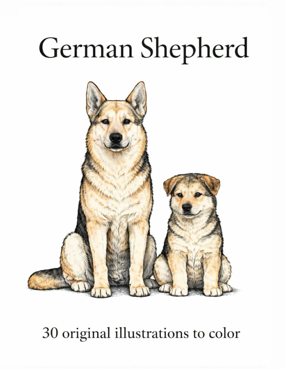 German Shepherd: 30 original illustrations to color
