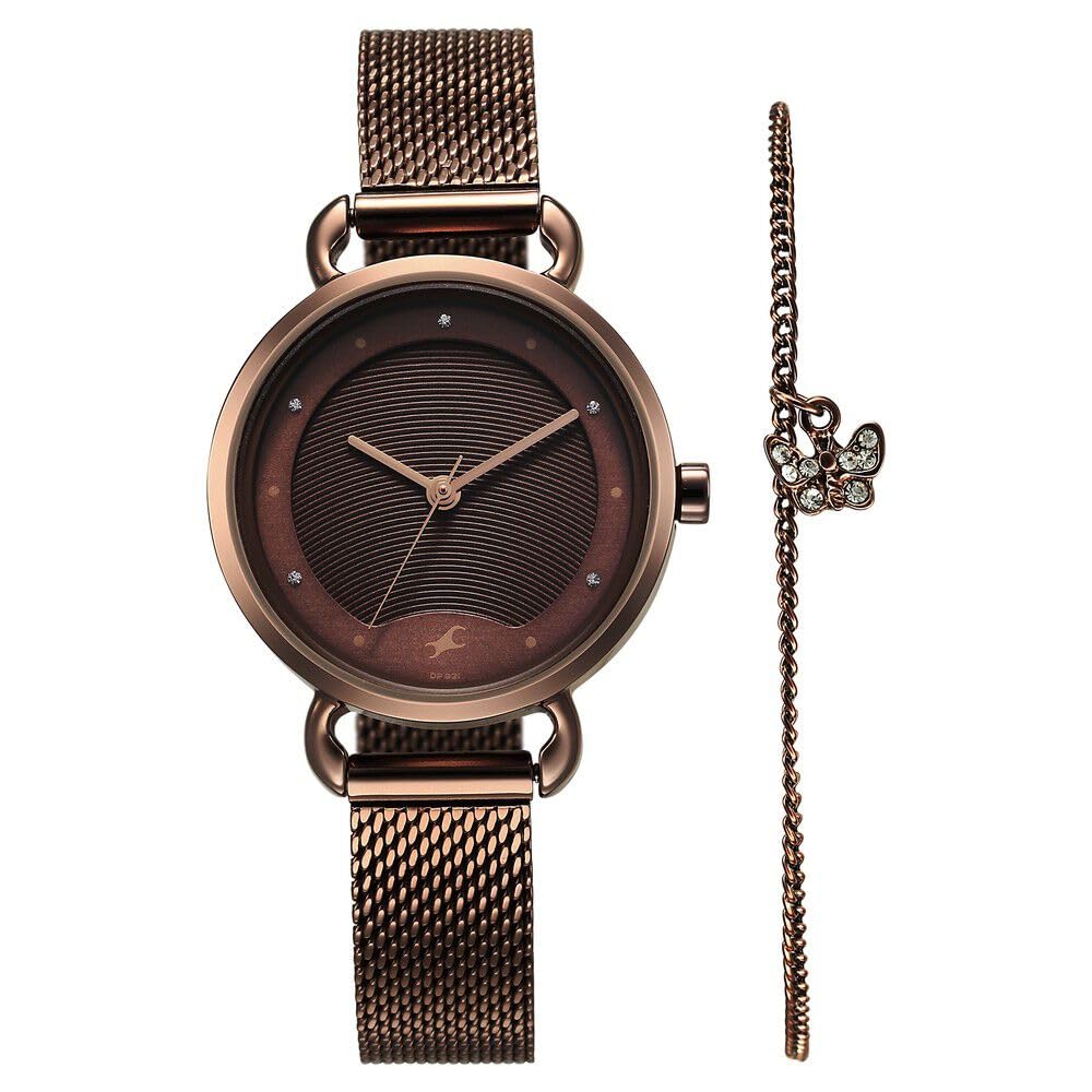 Fastrack Pulse Quartz Analog Brown Dial Stainless Steel Strap Watch for Girls-6221QM01F (B0CSKB5RM2) Amazon Price History, Amazon Price Tracker