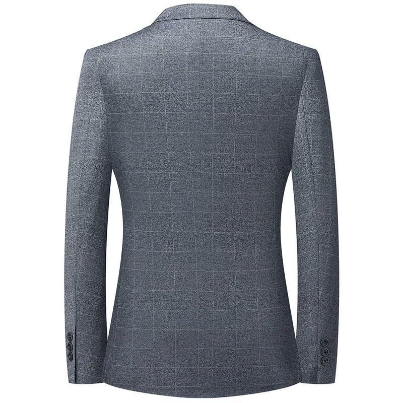 Men's Slim Fit Plaid Zhongshan Suit Jacket Spring Korean Wedding Banquet Business Casual2