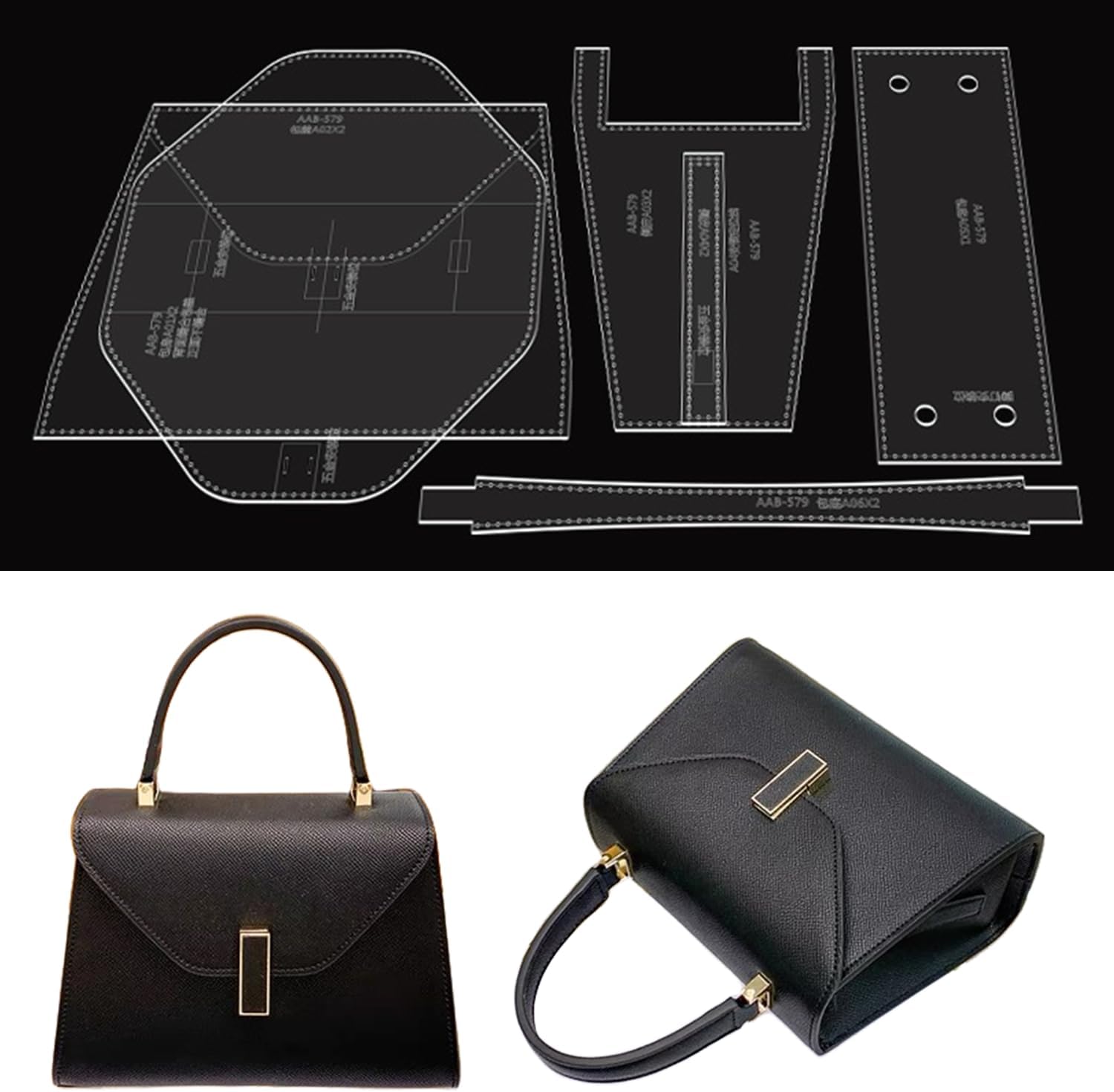 RIVEENY Shoulder Bag Handbag Acrylic Template Leather Pattern Acrylic Leather Patterns Templates for Women's Shoulder Bags (AAB-579)