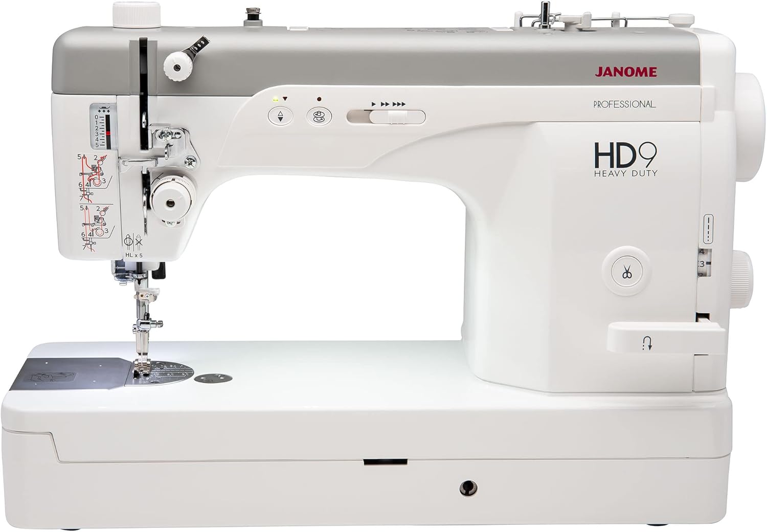 Janome HD9V2 Professional Sewing Machine - High Speed Heavy Duty Sewing Machines with Up to 1,600 Stitches Per Minute, Industrial Pretension Threading, and Extension Table, Straight Stitch Only