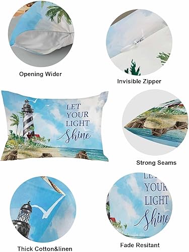 Miniatura 5 de Juego de 2 fundas de almohada decorativas rectangulares de algodón, 12 x 20 pulgadas, fundas de almohada de algodón lavables para el hogar, sofá al