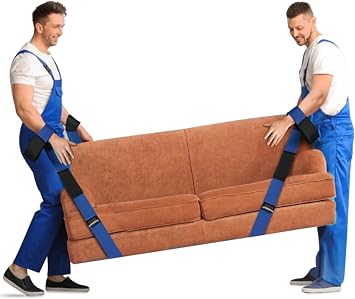 Ytonet Moving Straps, 2-Person Lifting and Moving System with 12 Comfortable Thickened Sponge Pads, Lifting Straps for Move Furniture, Appliances, Heavy Objects up to 800 lbs, Wire Rope Slings Blue