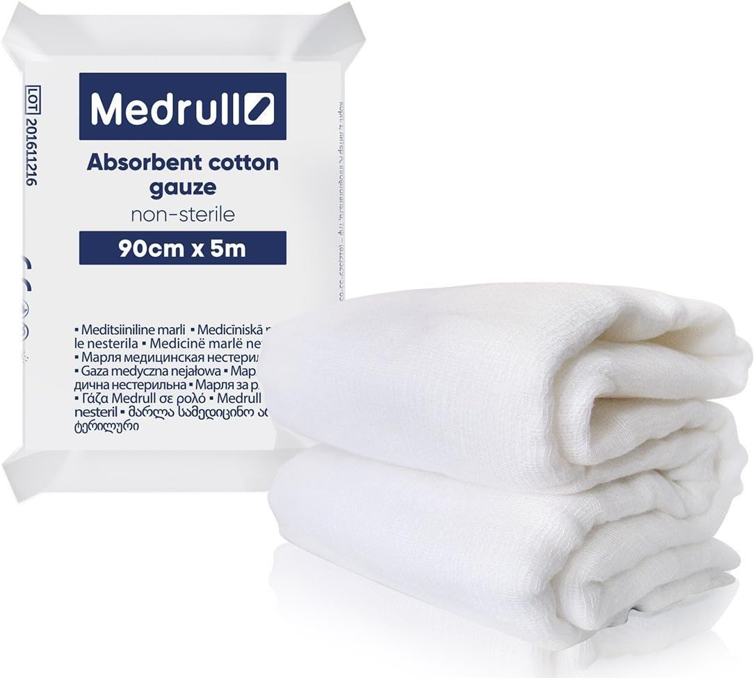 Medrull Non-Sterile Absorbent Cotton Gauze, 5 Meter Length X 90 Cm Width