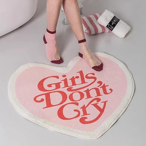 Miniatura 10 de Tapete de baño ultra suave con forma de corazón rosa, bonito y divertido tapete de baño de felpa, lavable a máquina, antideslizante, tapete de baño