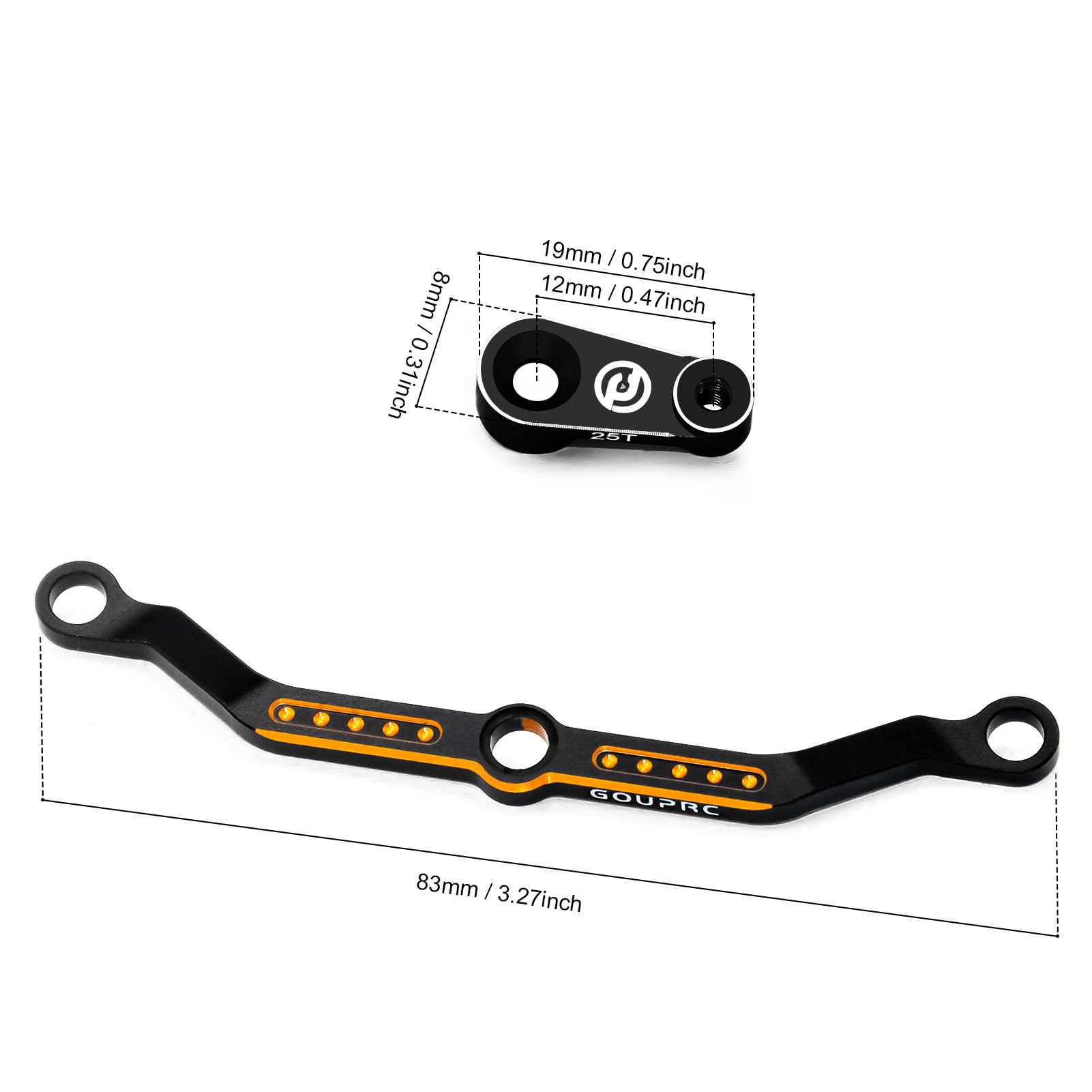 GOUPRC RC Micro Servo digitale in metallo con staffa di montaggio servo e braccio e collegamento dello sterzo, set per 1/18 TRX4M Servo RC Car Upgrade Parts (nero e collegamento dello sterzo)