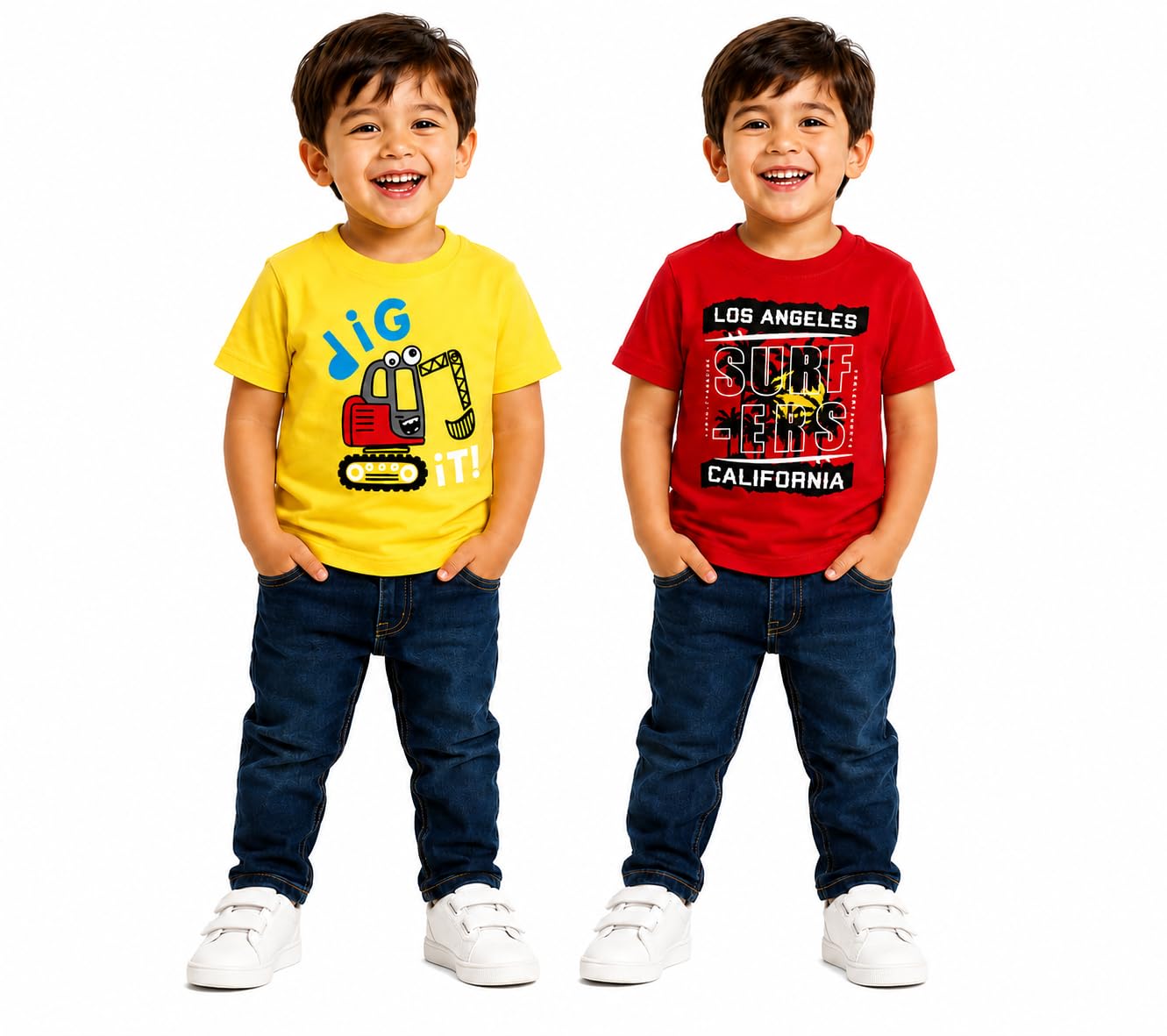 Alpha Kidz Apparel Baby Boys & Baby Girls Cotton T-Shirt Combo Pack of 2 | 100% Cotton | Red and Blue | 7-8 Year-image-49