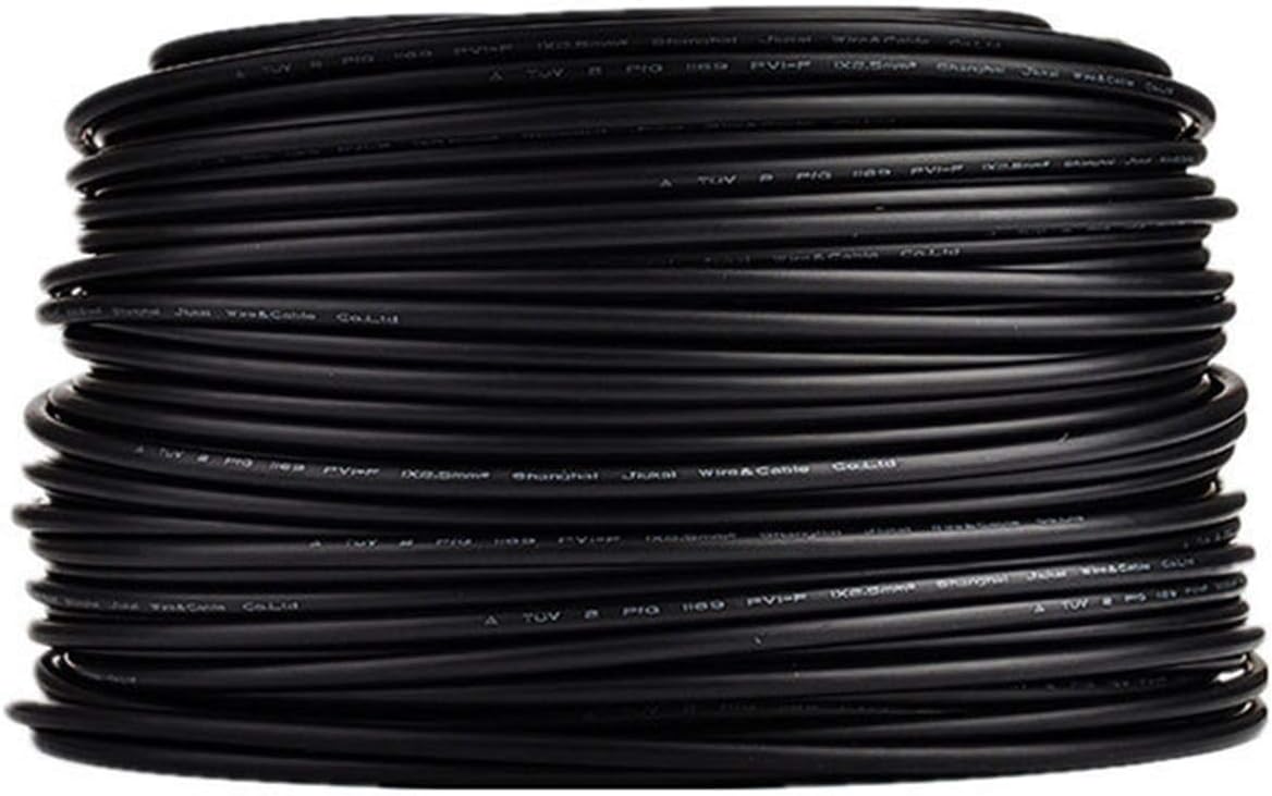 Electrical Cable,Electrical Wire Photovoltaic Cable 2.5mm2 4mm2 6mm2 Solar Power Cable Wire/TUV Cable for PV Panels Connection Red Black XLPE Jacket (Color : Black, Length : 5M)