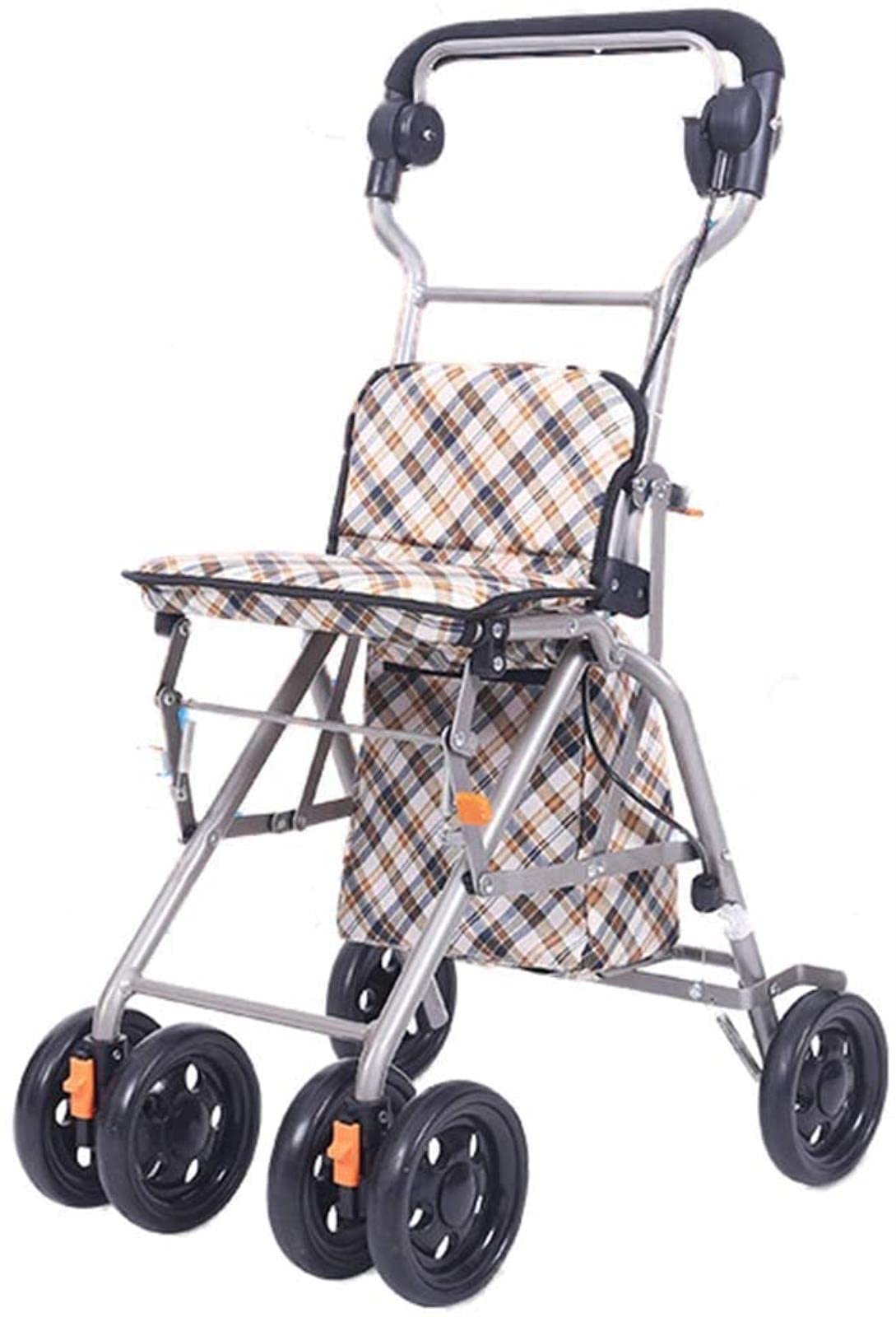 Rollator Walker Chodzik dla osób starszych, czterokołowy wózek na zakupy Rollator Chodzik z aluminium Składane, lekkie siedzisko ułatwiające chodzenie z oparciem Comfortable anniversary