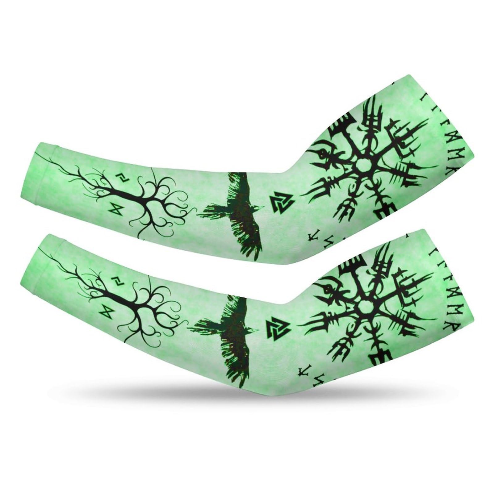 Manches Viking Valknut pour hommes : manchons de compression motif corbeau imprimés en 3D