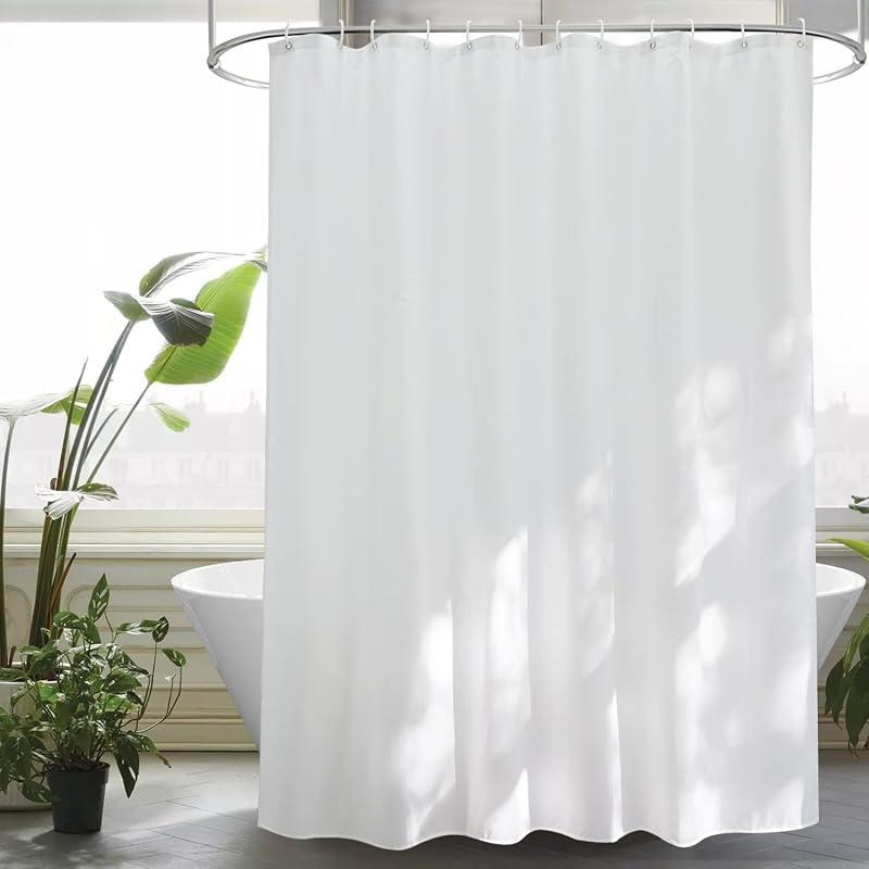 EurCross fehér zuhanyfüggöny 200x180 cm vízálló, penészálló, mosható fürdőszobai függöny 14 gyűrűvel