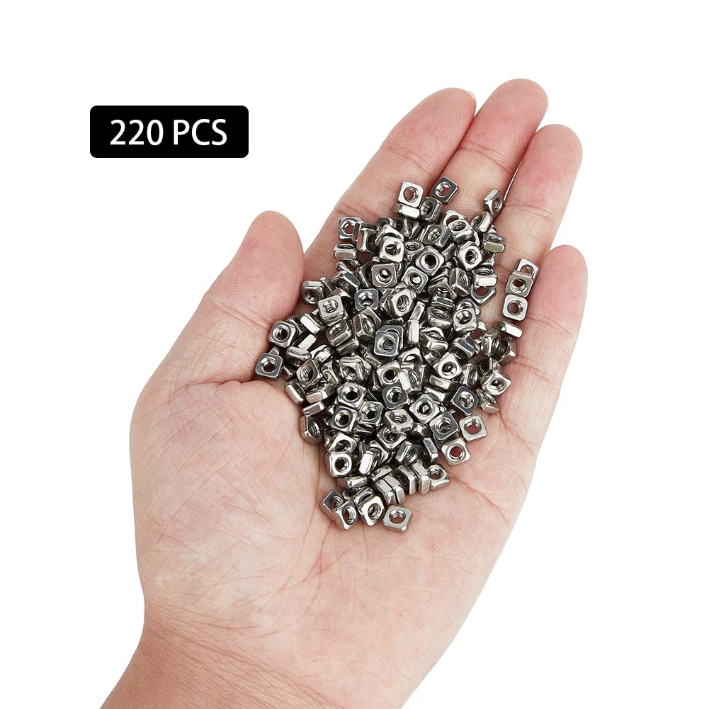 SUPERFINDINGS Circa 220 Pz in Acciaio Inox M3 Dadi Quadrati Dadi Quadrati Sottili 5.4mm Inserto Dado per Rondelle di Sicurezza, Foro: 2.5 mm