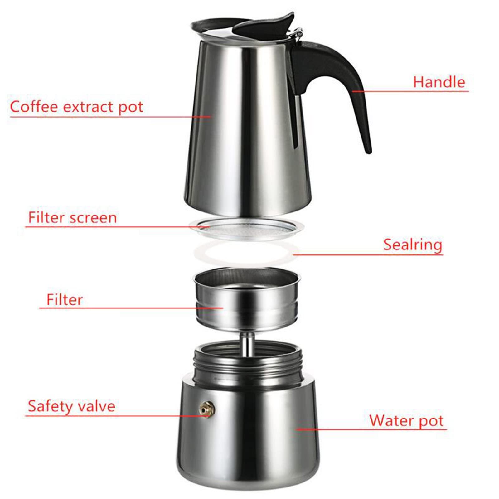 Zeeanker Cafettiera oka,oka,italiano oka,Caffettiera Espresso in Acciaio Inox,Adatto A Tutte