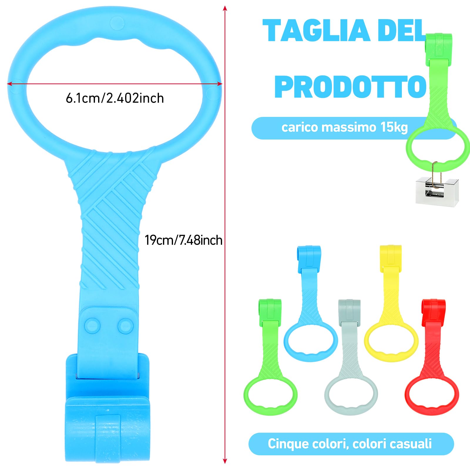 XIANGLONGY 8 Pezzi Maniglie per Recinto Neonato, Anelli di Sostegno in Materiale PP per Bambini, Aiuta il Piccolo a Imparare a Stare in Piedi, Cinque Colori (Colori Casuali)
