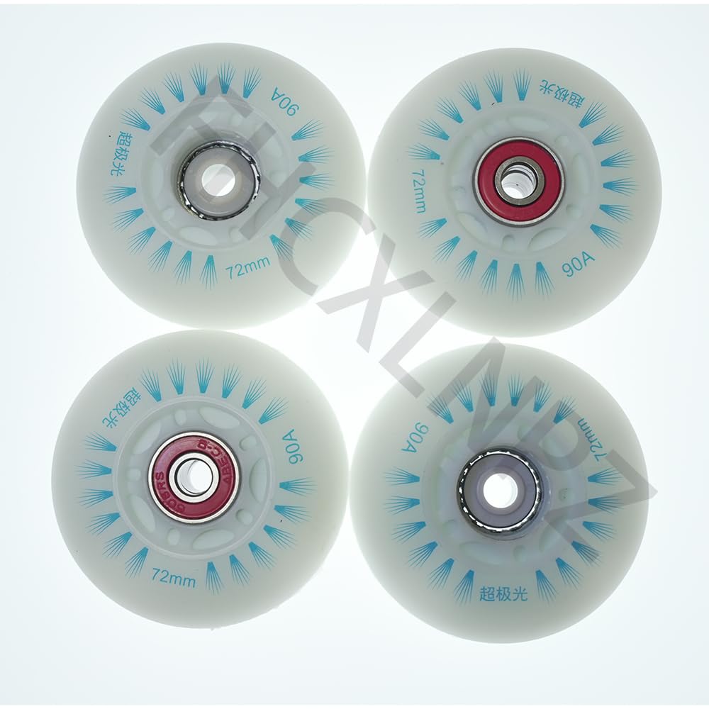 Roues Lumineuses Pour Rollers En Ligne - 4 Roues PU 90A - Tailles 62 à 80 Mm - Roulements ABEC-9 Inclus