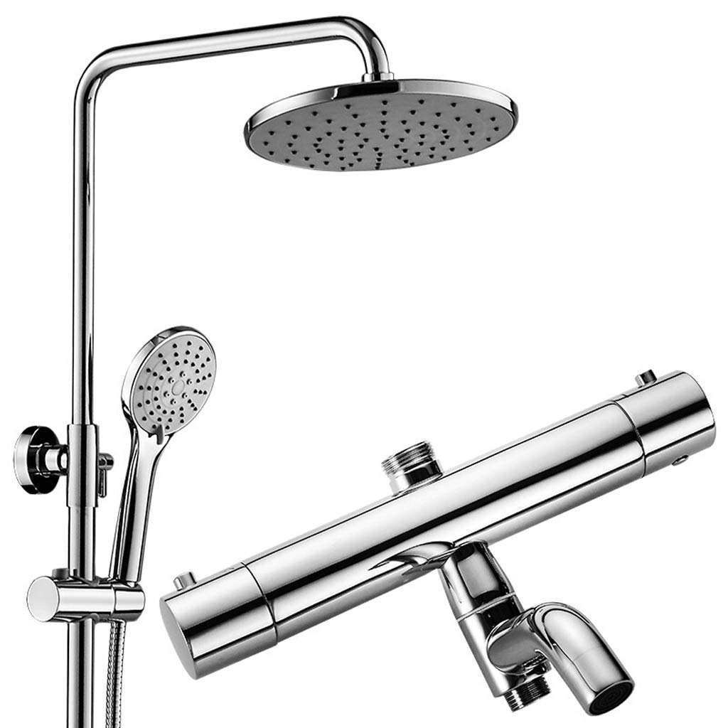 Cqq Shower kit Bathroom thermostatic shower set,with 8" Rain Showerhead,3-Function Faucet, Adjustable Slide Bar, Polished Chrome Finish