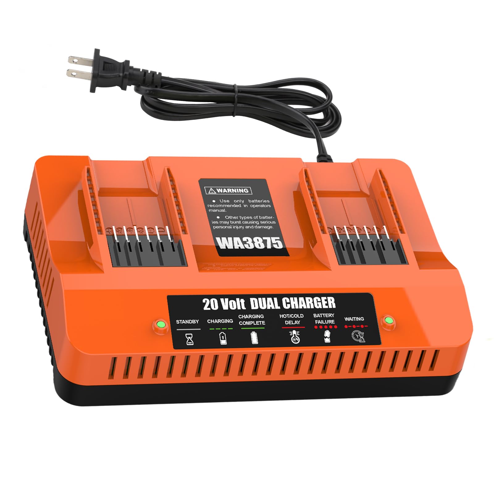 Bakipante 20V Dual-Port 2A-Fast Charger Replacement for Worx WA3875 Battery Charger, Compatible with Worx 20V Max Lithium Batteries WA3577, WA3575,