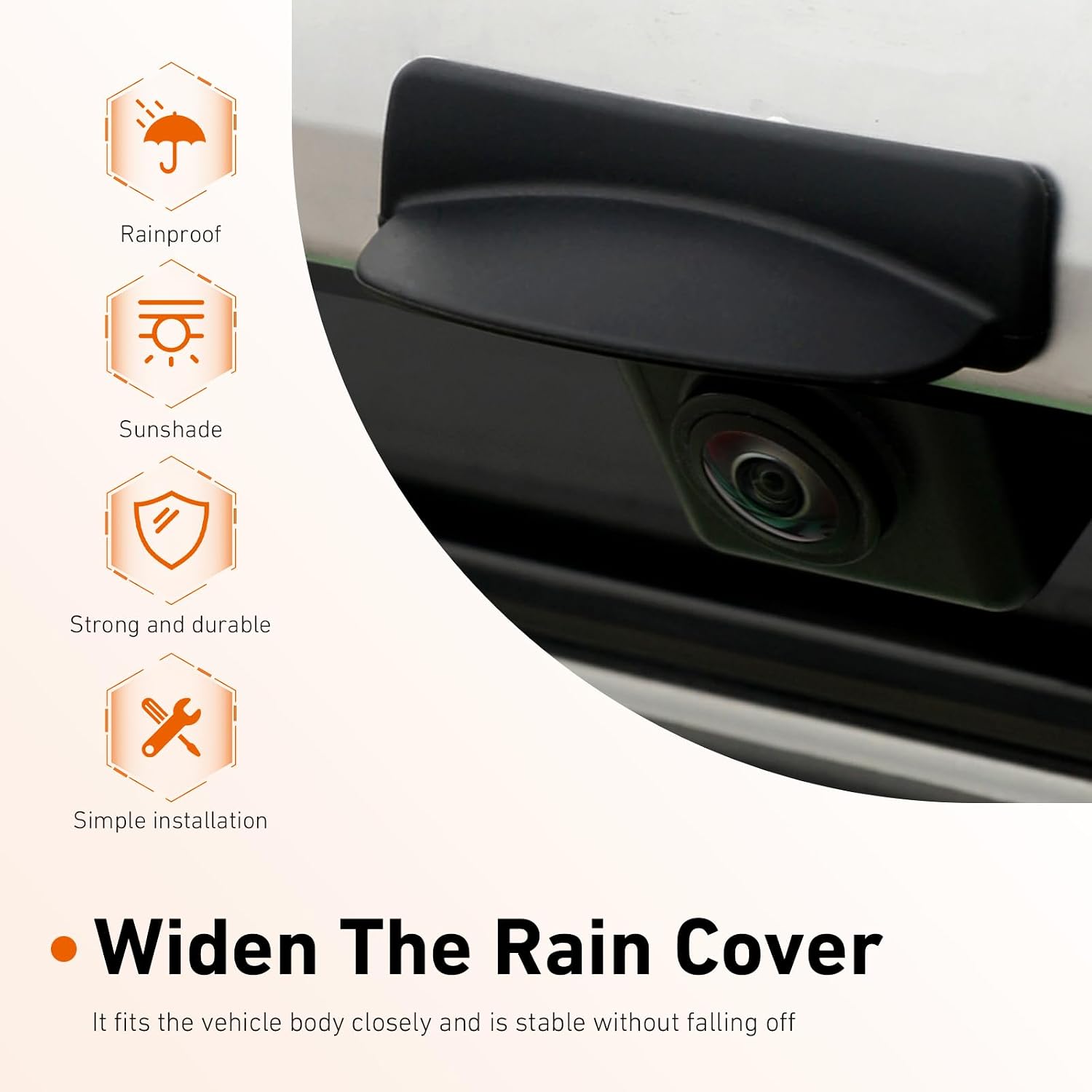 Car Rear View Camera Cover, Silicone Self-Adhesive Backup Camera Protection Cover for Clear Imaging, 0.8" Wider Rain Eyebrow Lens Shield, Universal for Most Cars, SUVs, Trucks (Black) image 4