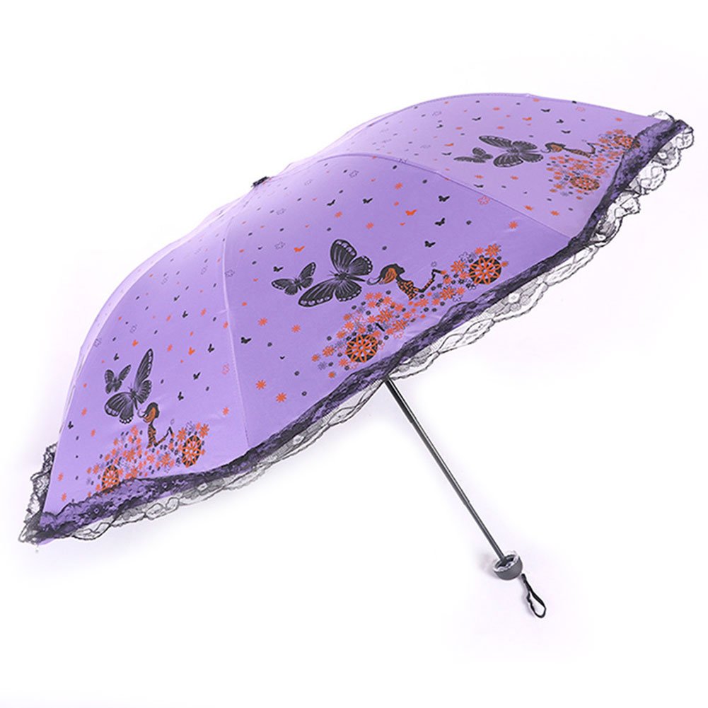 Umbrella UV Lace Pocket Umbrellas 210T Lace Edge Butterfly Umbrella Stick Umbrella Folding Umbrellas Lightweight 8 Bones for Women Men