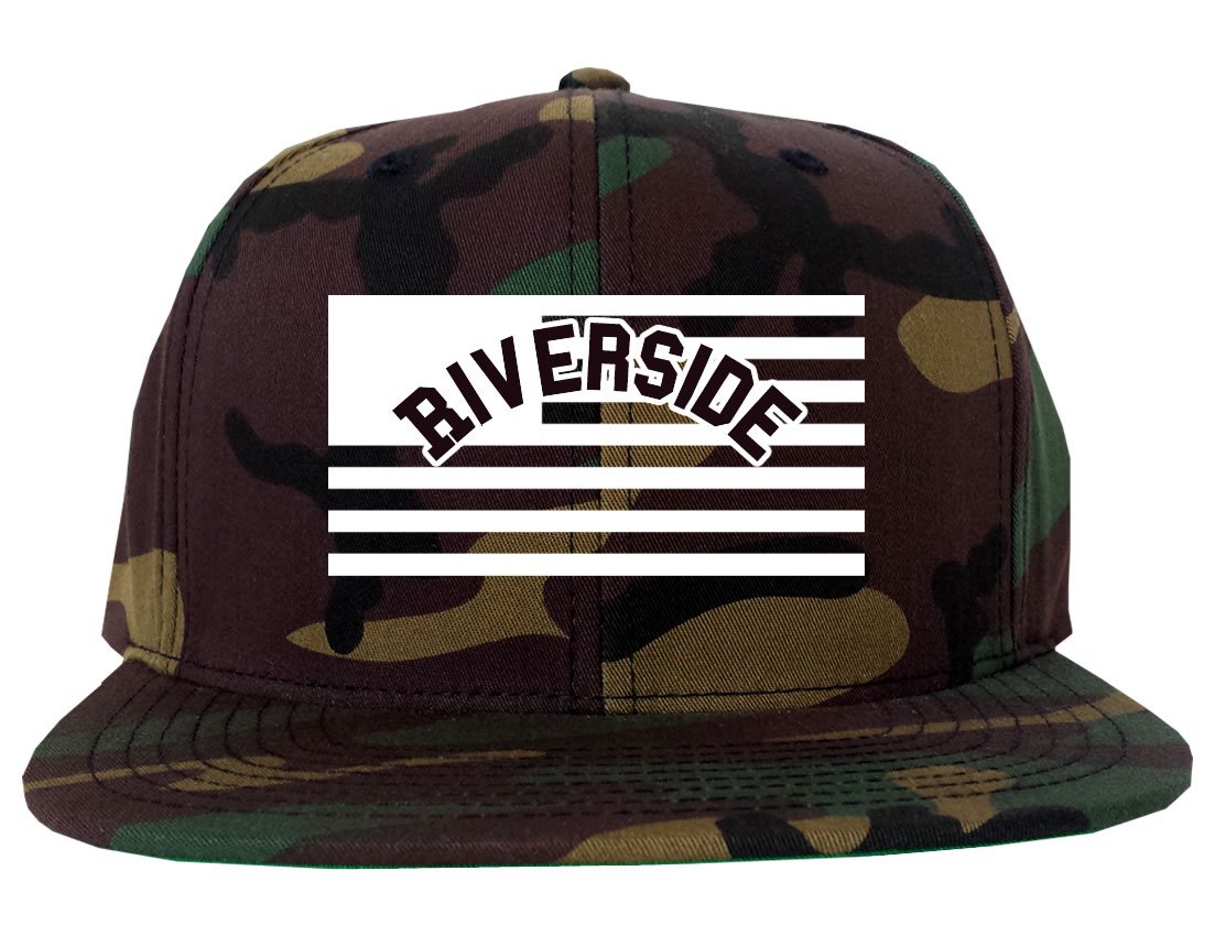City of Riverside with United States Flag Snapback Hat Cap Army Camo