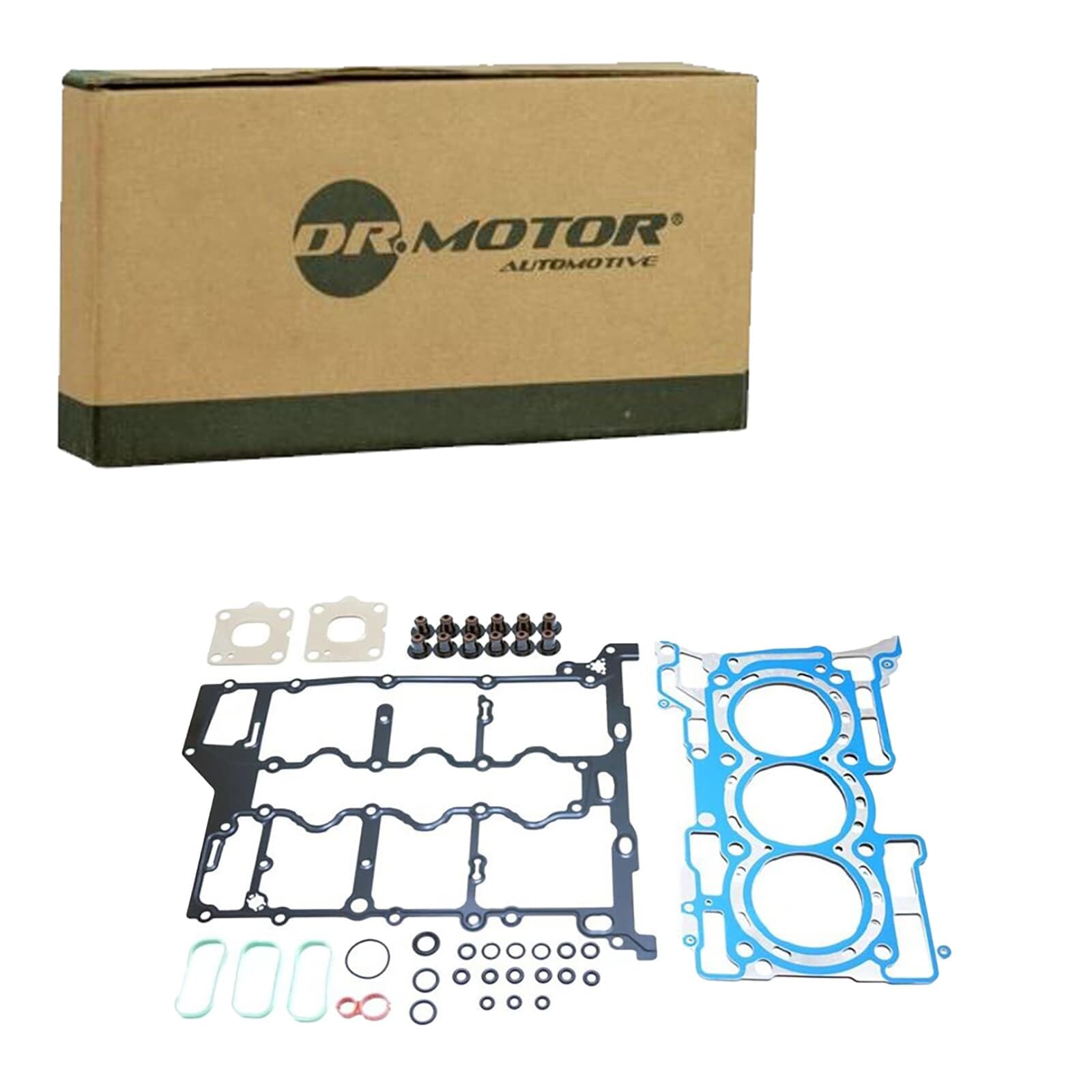 DR.MOTOR AUTOMOTIVE DRM62047S Kit guarnizioni Testata con guarnizione cappa testa del cilindro con guarnizione testata con guarnizione tenuta stelo valvola con guarnizione(i) collettore aspirazione | Compatibile con: FORD FIESTA VII, FOCUS IV, FOCUS IV St