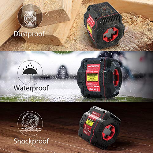 Laser Level, Meterk Cross Line Laser with Measuring Range 50ft, Switchable Self-Leveling Vertical and Horizontal Line, Rotatable 360 Degree with Flexible Magnetic Base, Battery Included - Thumbnail 3