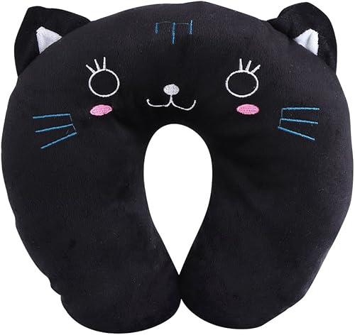 Mumusuki Almohada de cuello con reposacabezas de dibujos animados, almohada de viaje con forma de animales durmiendo, cojín de descanso para cuello,