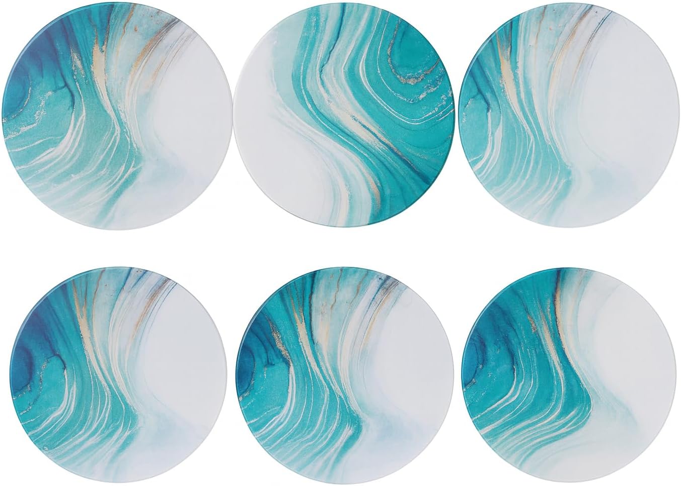 Ceramic Drink Coasters Set (6 Pack)– Absorbent Stone Coasters with Cork Backing for Cups, Mugs, and Glasses | Stylish Home Décor for Coffee Table, Kitchen, and Bar - Image 2