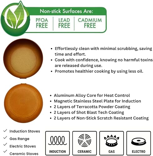 Miniatura 3 de Juego de cocina de terracota (12 piezas) con taza de leche, color terracota