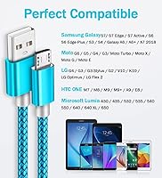 Vista 6 de Paquete de 2 cables micro USB de 6 pies, carga rápida para Samsung 2016 Tab A 7.0 10.1, E 8.0, Kindle Fire Hd Hdx 7 8 10 Tablet, teléfonos Galaxy S7