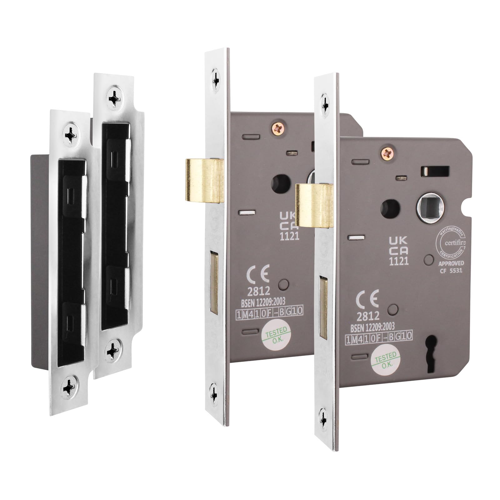 EAI Polished Chrome Sashlock, 80mm / 3 Inch, Fire Rated, Pack of 2