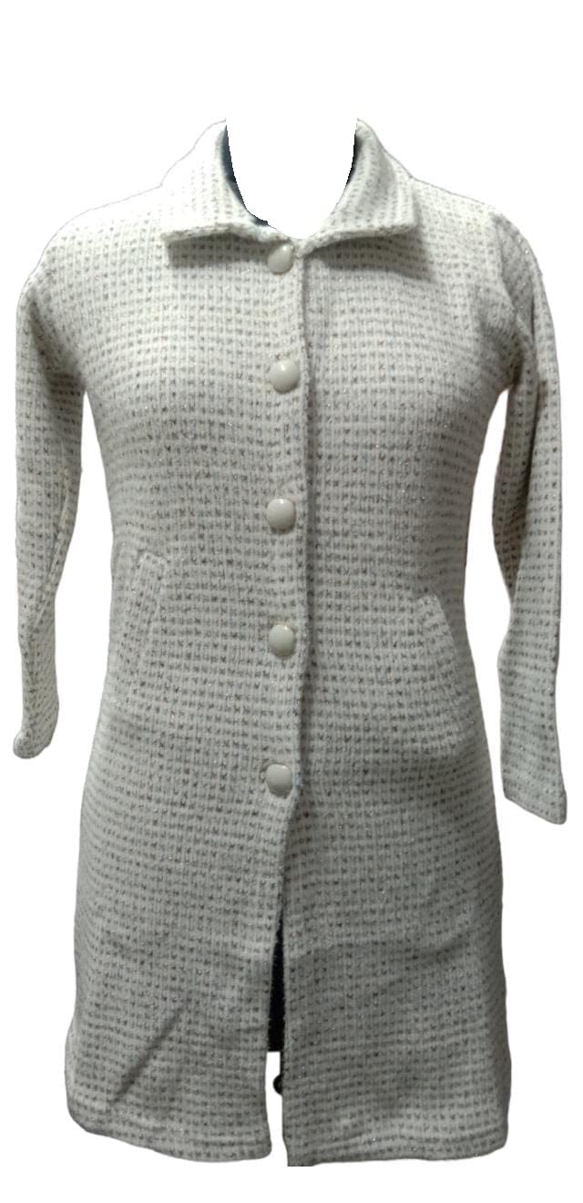 LADYLAAK by RC Knitwear Fashion Women's Regular Fit Women Coats with Scoop Neck, Cuffed Balloon Sleeves