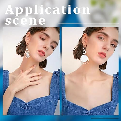 Miniatura 5 de Beebeecraft 1 caja de 20 aretes de aro de 2 tamaños de acero inoxidable con lazo y tuercas para la oreja para hacer joyas de bricolaje