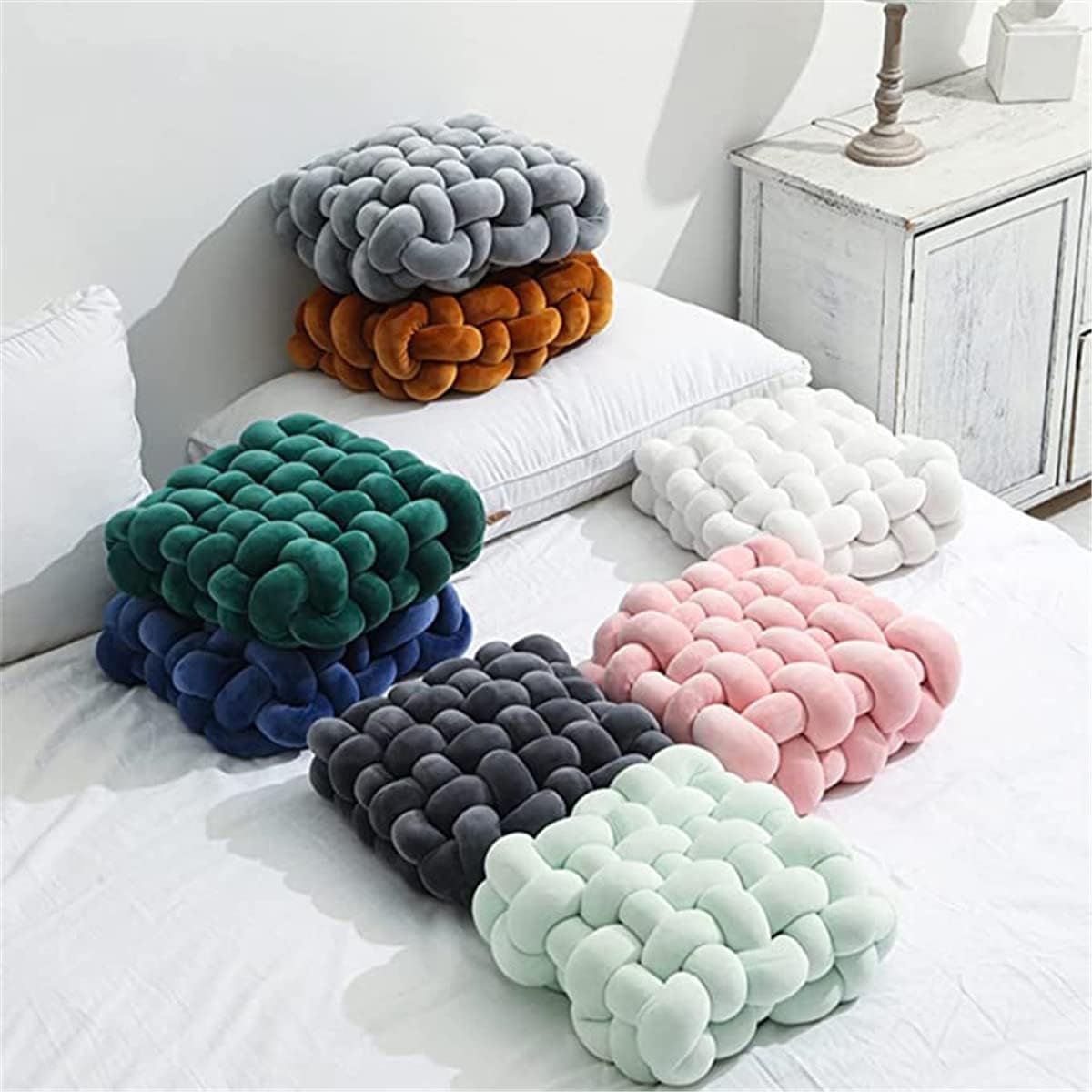 SZJIAHTM Soft Knotted Square Stuffed Plush Pillows Creative Waist Cushion Pillow Cute Throw Plush Pillow for Home Sofa Car Office Party Favors Gift