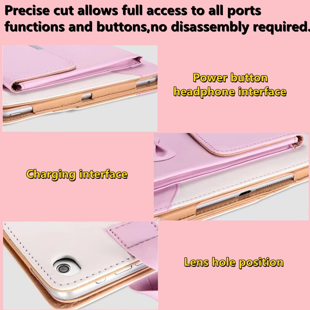 Cute Case for iPad 9th Generation 2021 / iPad 8th 7th Gen/iPad 10.2 Inch, Slim Handbag Leather Protective Cover with Stand Hand Strap Pocket for Girls Woman Kids for iPad 9 8 7,Pink - Image 6