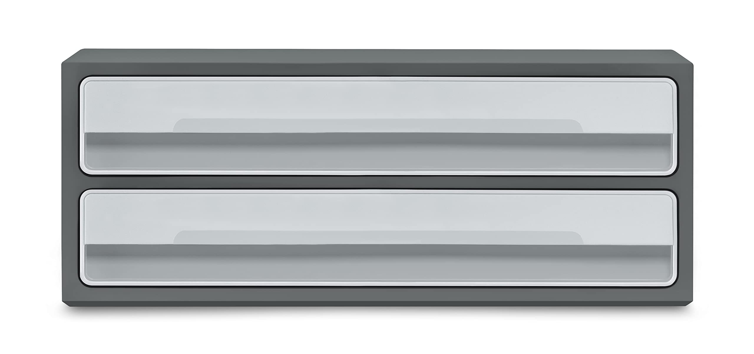 CEP Support d'écran PC ordinateur Module de Rangement 2 Tiroirs Réhausseur de moniteur MoovUp Gris Plastique Recyclé