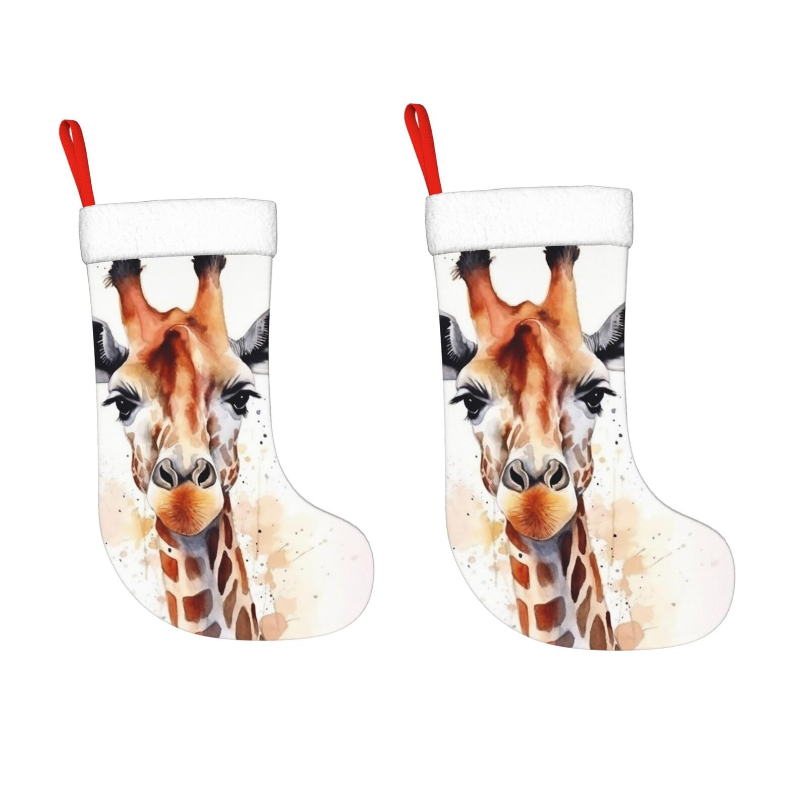 Lzqpoeas Stylish Watercolor Giraffe Christmas Stockings Personalized Xmas Stocking For Holiday 18 Inch Christmas Stocking Xmas Stockings For Christmas Decor Christmas Hanging Decor Stockings For Fireplace