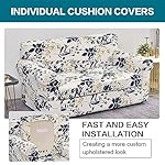 KRFOONN 3 Piece Stretch Sofa Couch Covers for 2 Cushion Couches Printed Sofa Loveseat Slipcover with 2 Separate Seat Cushion Covers Washable Sofa Slip Covers Furniture Protector (Loveseat, 27), Medium - Image 3