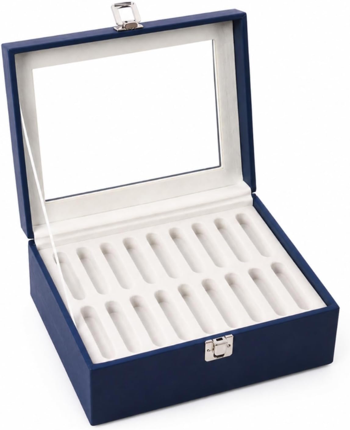 Luxurious Bangle Box with Clear Lid | Jewelry Storage Box with Clear Window Lid, Leather, for Home Organization, Boutique Presentation, Collectors, 18 Slot