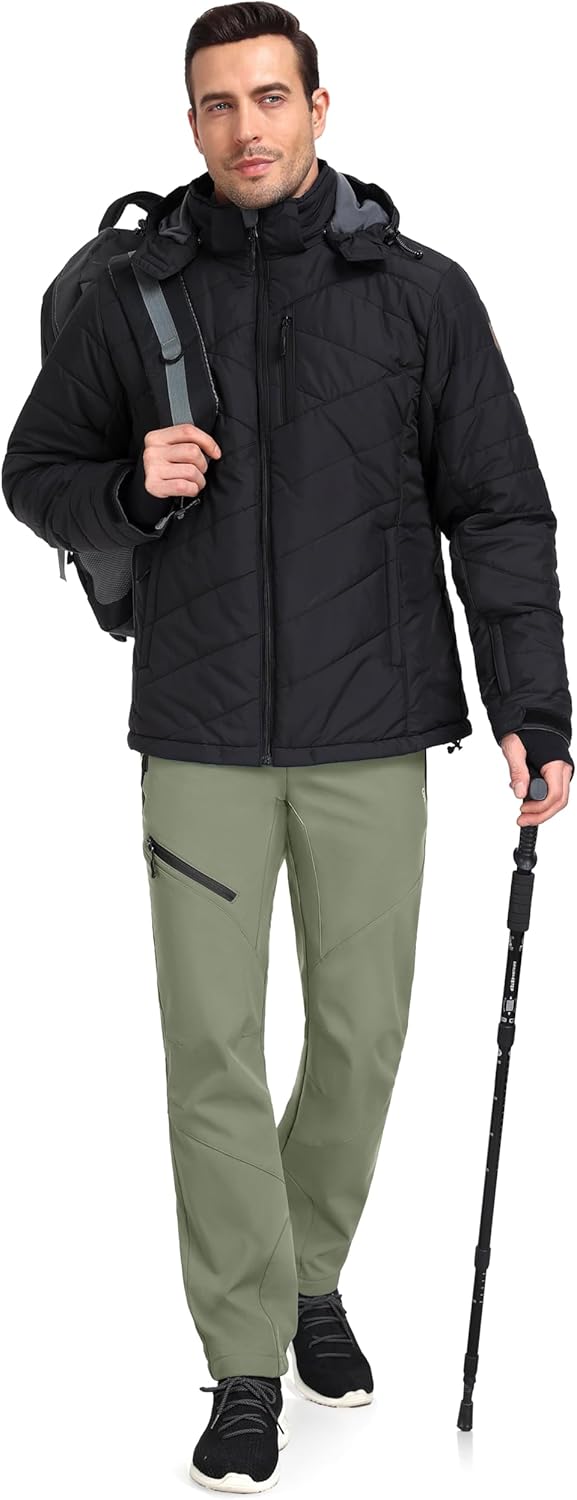 Little Donkey Andy Men’s Fleece Lined Softshell Pants for Hiking SKiiing