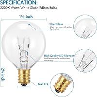 ZONJIE G40 LED Izzó Kültéri 25db E12 Foglalat Meleg Fehér Dekorációs Fényfüzér 2