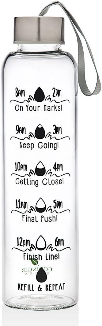 Godinger Motivational Workout Glass Bottle - 20 oz - Stay Hydrated and Inspired During Your Fitness Journey - Perfect for Gym, Yoga, Running, and More