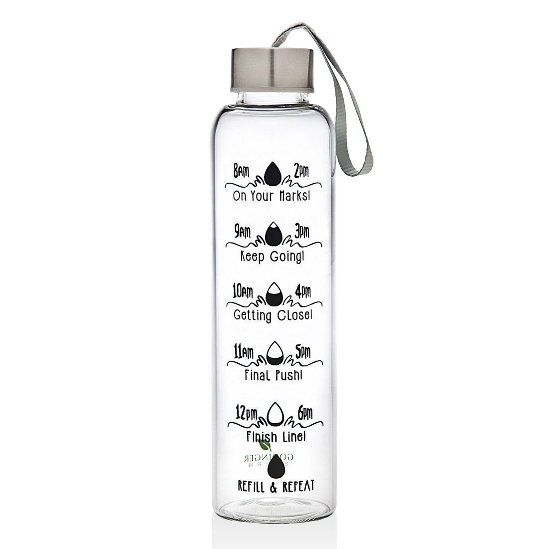 20oz Motivational Bottle Fitness Workout Sports Water Bottle with