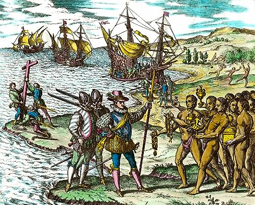 Impresiones lienzo de Cristóbal Colón por Theodore De Bry el regalo cultural ideal