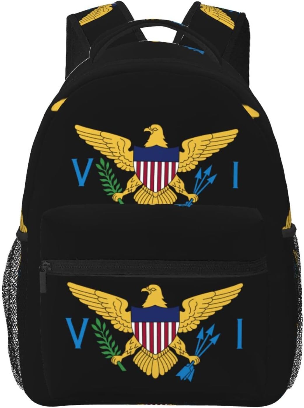 Us Virgin Islands Flag Casual Backpack Travel Pack Bag Laptop Backpacks With Side Pockets Front Zipper Pockets Bookpack Daypack Picnic Rucksack Computer Bag