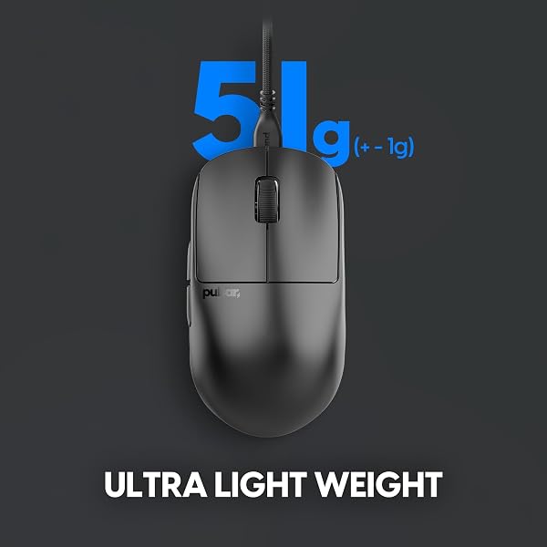 Pulsar Gaming Gears X2H (High Hump) Wired Gaming Mouse, Lightweight 51g, PAW3395 26K DPI Sensor, Optical Switch, 1ms Polling Rate, Symmetrical Shape, Detachable Paracord Cable, Black - 3