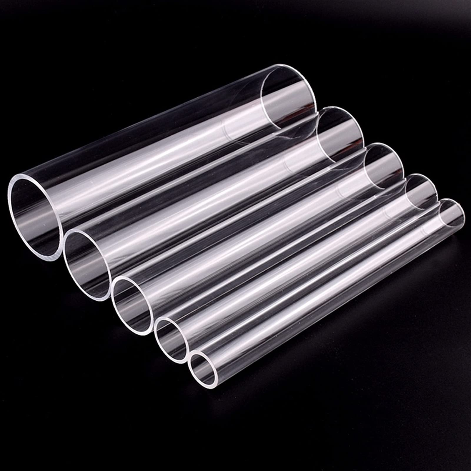 3er-Pack Acryl-Rundrohr, 50 cm Länge, transparent | Klares, starres Acrylrohr for DIY-Bastelarbeiten, Beleuchtungsständer, verschiedene Größen(32mm Outer Dia)