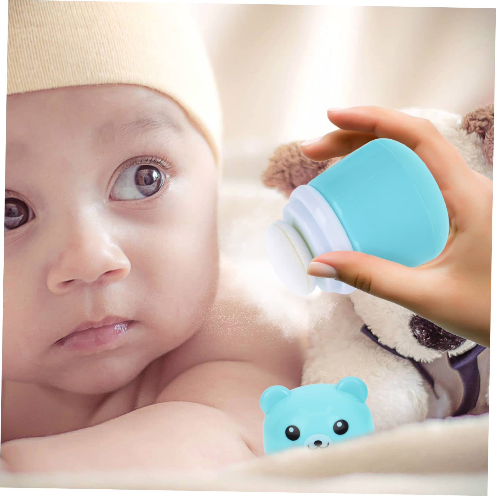 Babypuder Stift 2st Puderquaste Hautpflegepuder Fall Kosmetische Reisebehälter Puderapplikator Puder Dose Babypuder-box Behälter Für Säuglingspulver Behälter Für Schwamm Blue