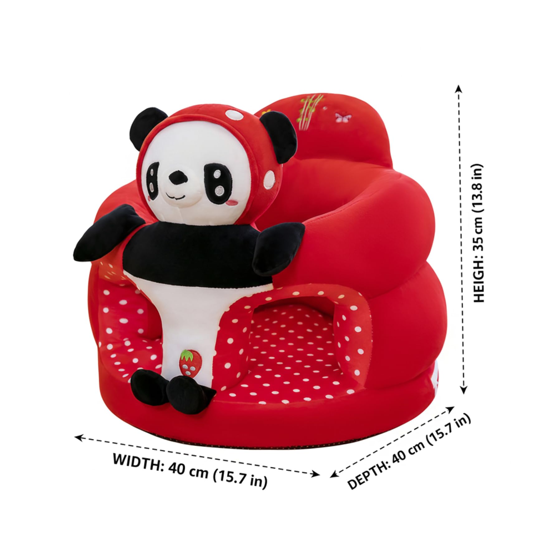 Silla para sentarse para bebé, respaldo seguro, asiento en el piso, silla para sentarse para bebé de felpa suave, lindo panda (40x40x35 cm) Asiento para sentado